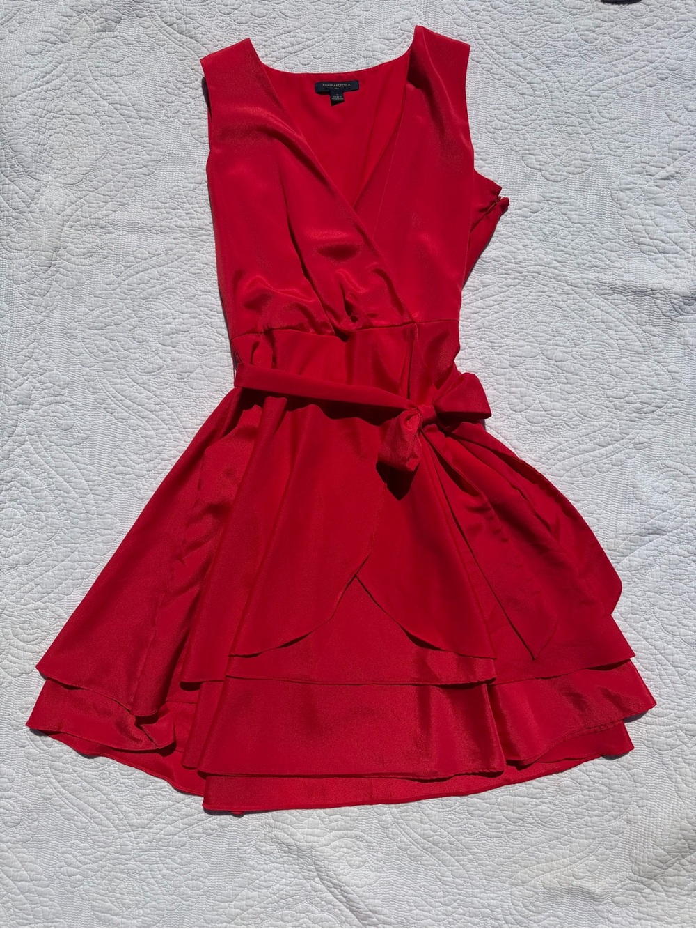 Banana Republic Red Sleeveless Wrap Dress with Waist Tie - Picture 1 of 3